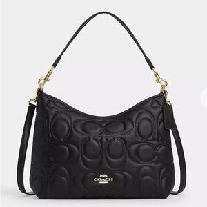 NWT Authentic Coach Laurel Shoulder Bag in Signature Leather Gold/ Black CZ178